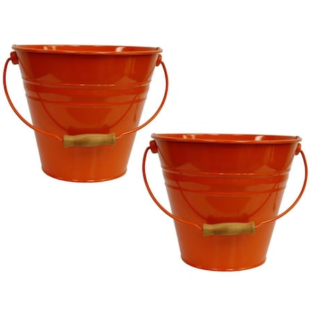 Pertrechos 5202E TA S-2 Enameled Galvanized Steel Recycling Bin-Storage Container, Tangerine - Set of 2 PE2134330